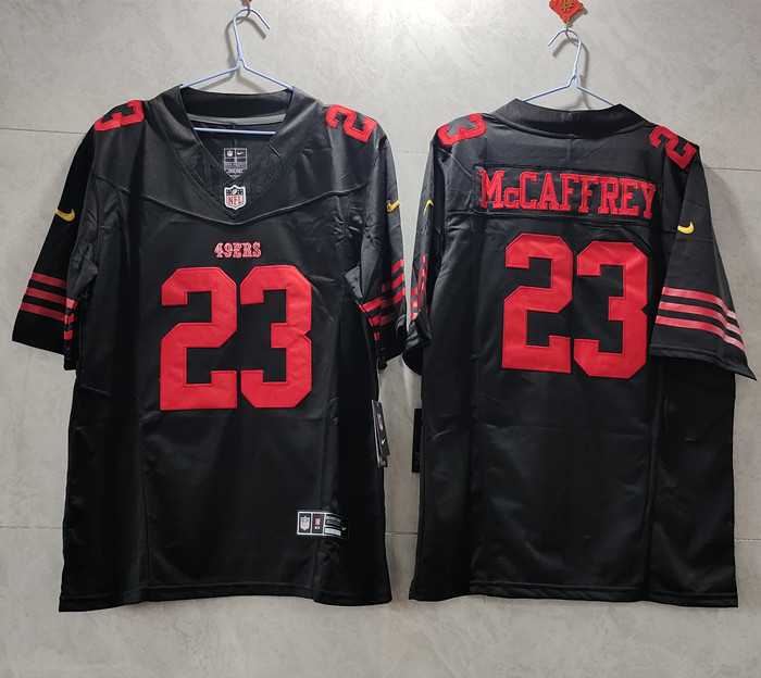 Men%27s San Francisco 49ers #23 Christian McCaffrey Black 2023 F.U.S.E. Vapor Untouchable Limited Stitched Football Jersey